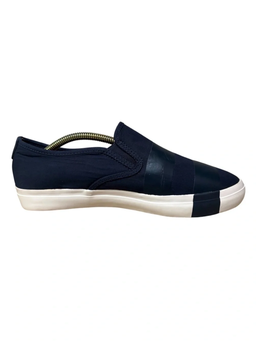 The Office Of Angela Scott Navy Stripe Women’s Canvas Slip-On Sneaker Shoes Sz 9